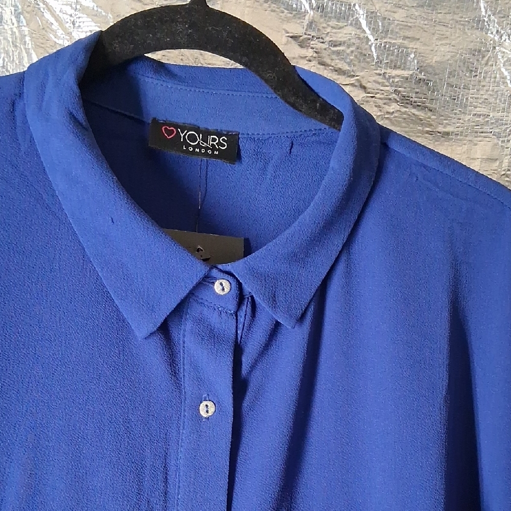 Blue Button-Up Blouse - Picture 2 of 6